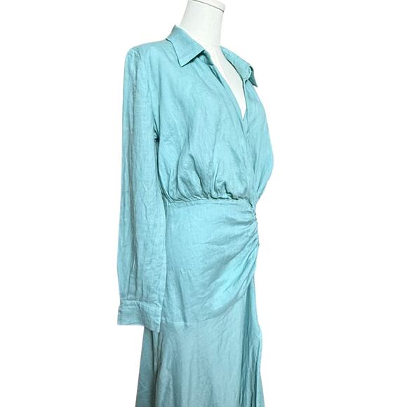 In The Mood For Love Peggy Maxi Dress Size XS 100% Linen Long Sleeved Collared - Picture 11 of 13